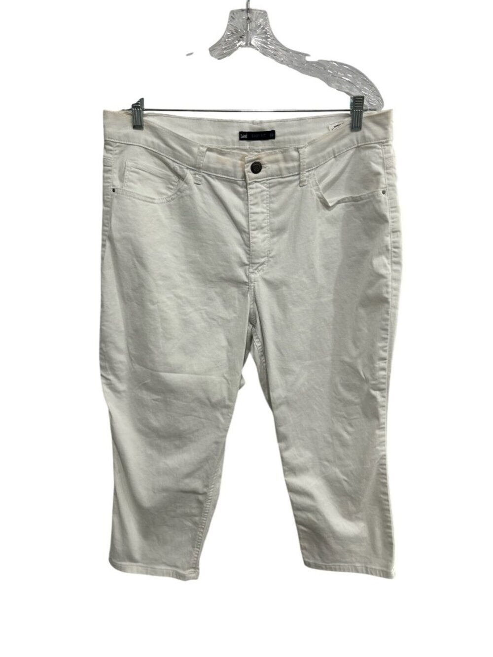 Lee White Easy Fit Stretch Capri Pants Size 18 Stretch Retro Modern Minimalism